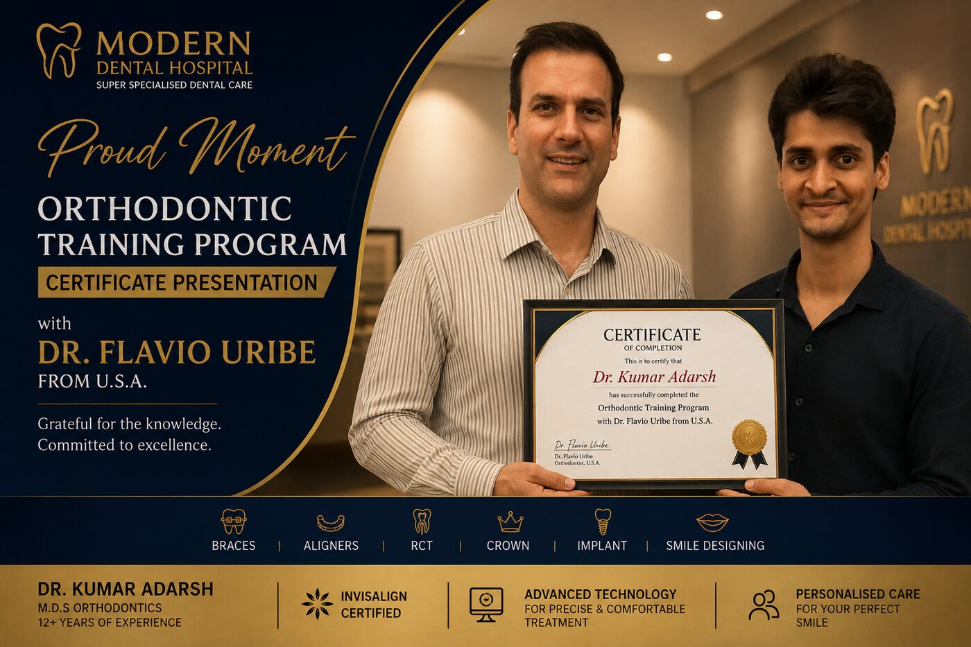 Dr. Kumar Adarsh orthodontic training with Dr. Flavio Uribe, USA